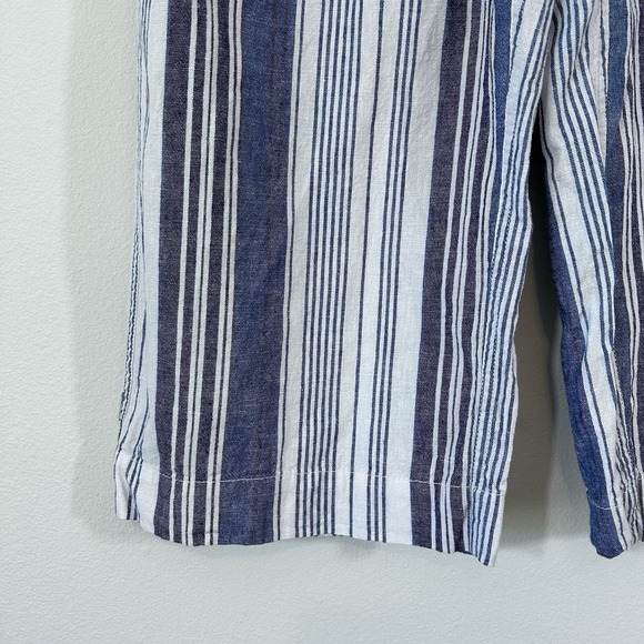 Beach Lunch Lounge Women's Medium Striped Linen Blend Wide Leg Cropped Pants - Picture 5 of 10